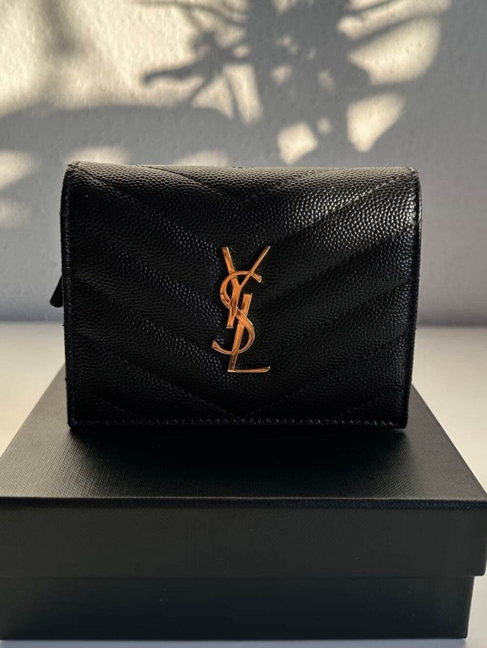 Saint Laurent Cassandre Matelasse Grain Calfskin Leather Flap Card Case